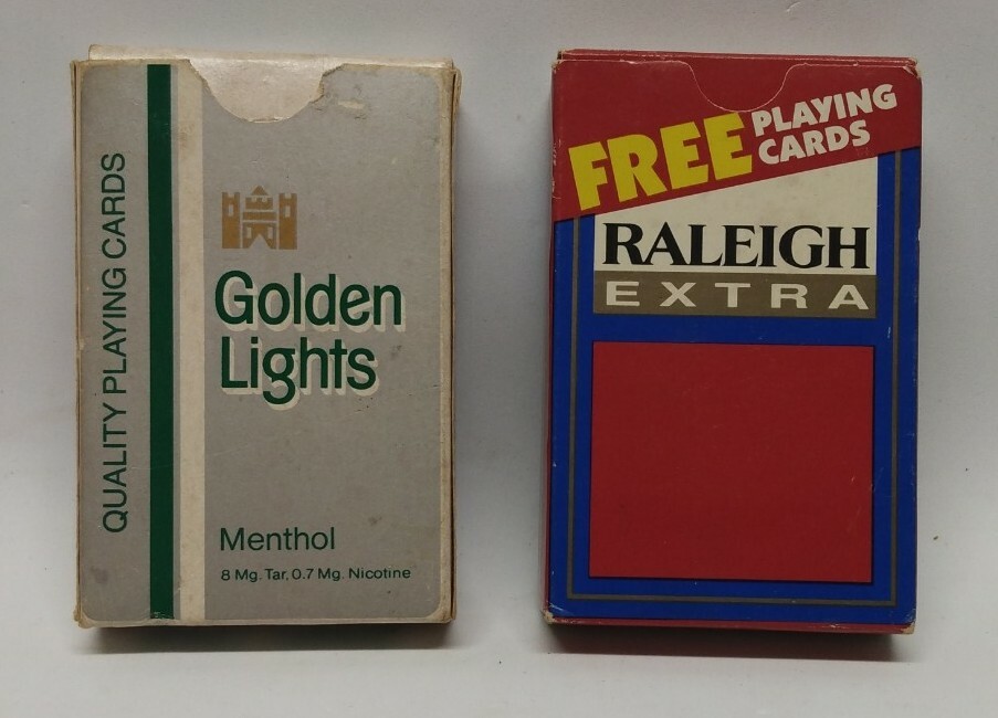 cigarette menthol cards Cigarette Playing Cards Golden Lights Menthol and Raleigh Extra Red Green  VTG