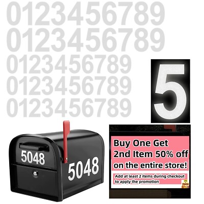 Set 0-9 Reflective Custom Mailbox Numbers Vinyl Decals Waterproof Stickers 3'' 4''