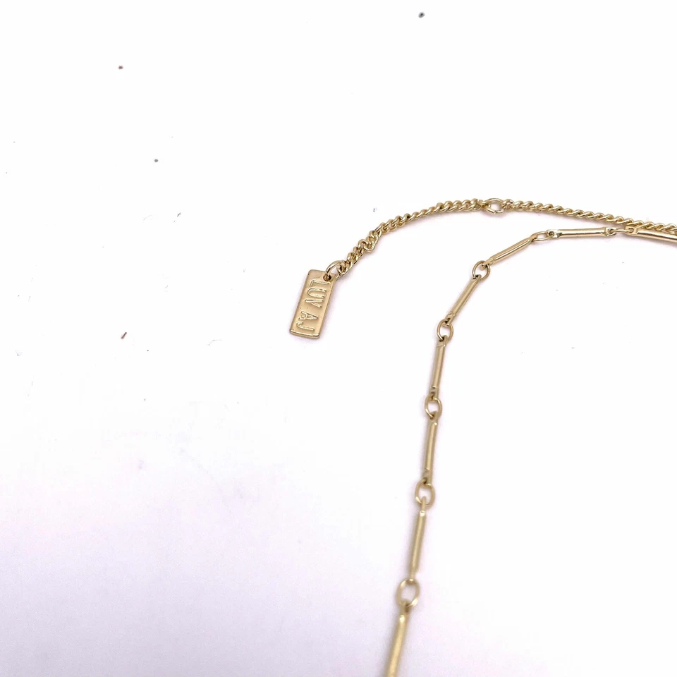 LUV AJ Pave Tusk Lariat Necklace Gold Tone Adjustable Lobster Closure 20" - Image 4 of 4