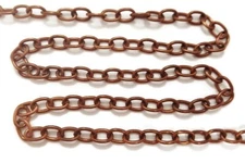 3 Feet Vintage Aged Copper Coated Steel Open Link 4.5mm. Oval Cable Chain M163