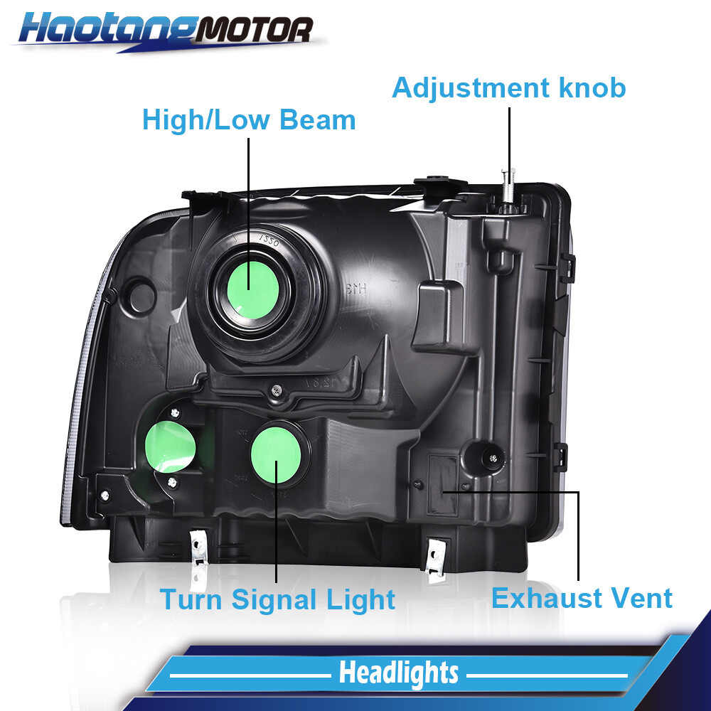 Headlights For Ford E-350 Super Duty 1999-2004 Ford Excursion F 250 F 350 F 450 F 550 Dual Halo Projector S 505047