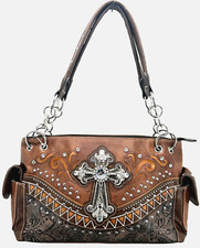 WESTERN RHINESTONES STUDDED CROSS BAG CONCEALED PURSE CHRISTIAN SHOULDER HANDBAG