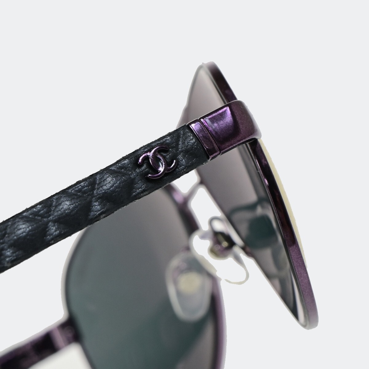 CHANEL CC Matelasse Sunglasses Eye Wear Metal Leather 4204Q  display picture 3