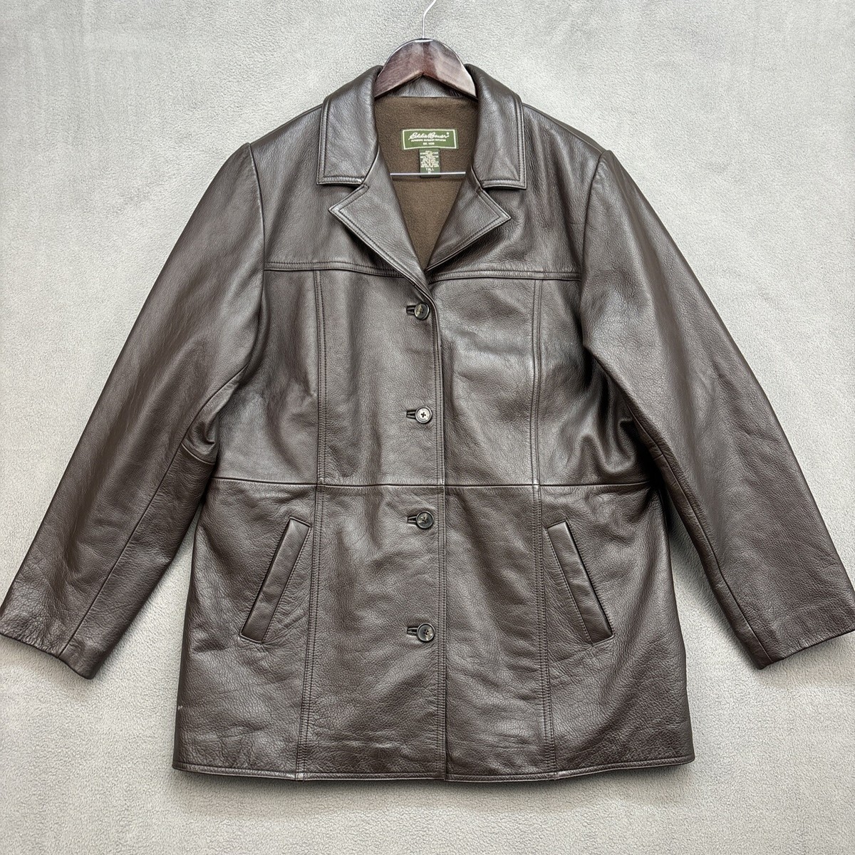 ジャケット・アウター Eddie Bauer leather coat XL Vintage Eddie Bauer Leather Jacket Mens XL Tall Brown