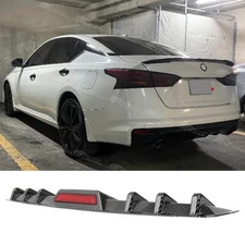 For Nissan Altima Carbon Rear Bumper Diffuser Spoiler Splitter w/LED Brake Light