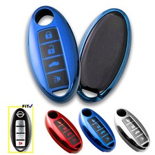 Blue Tpu Full Protection Remote Key Fob Cover Case For Nissan 4-button Smart Key