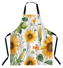 Watercolor Sunflower Chef Apron Cooking Baking Kitchen Bib BBQ Catering