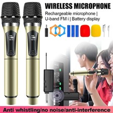 UHF Wireless Microphone Rechargeable Professional Cordless Handheld Mics Party