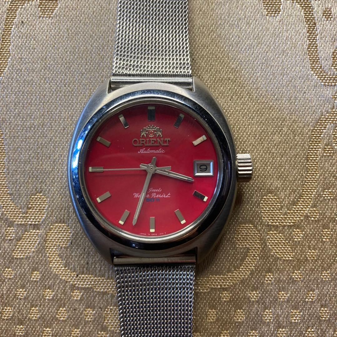 Working ORIENT automatic watch red with mesh stra… - image 1