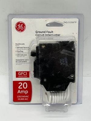 #ad GE THQL2120GFTP 20 Amp Double Pole Ground Fault Breaker with Self Test $74.99