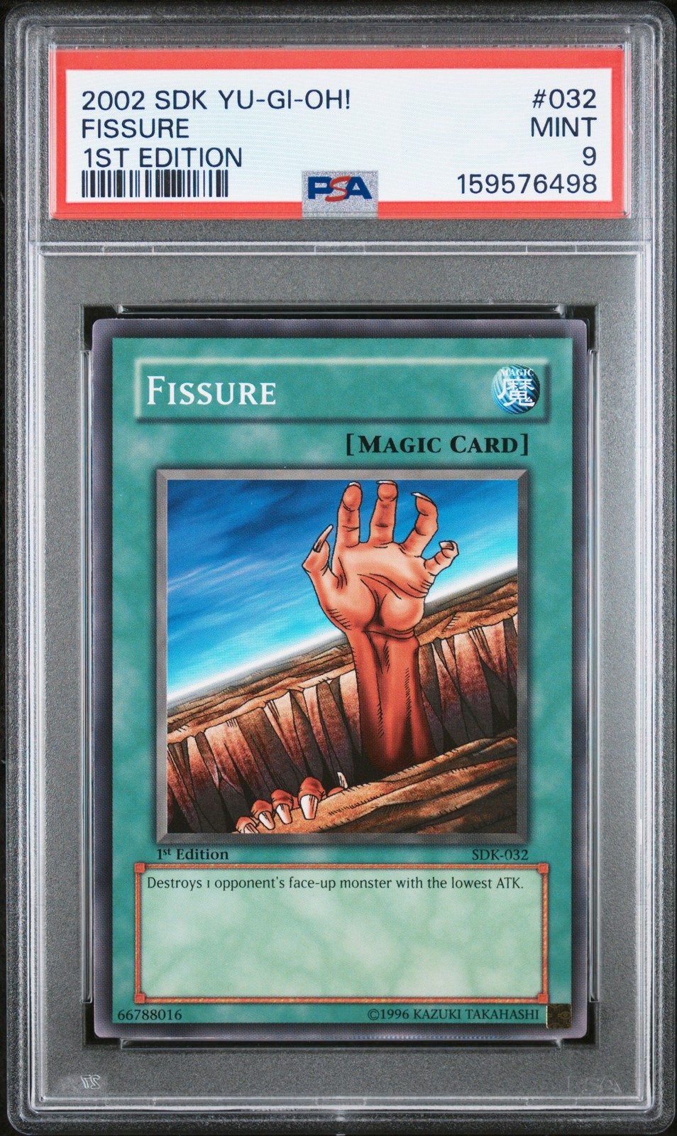 2002 YU-GI-OH! STARTER DECK: KAIBA 1ST EDITION #032 FISSURE PSA 9