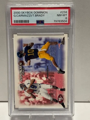 2000 Skybox Dominion - Tom Brady, Giovanni Carmazzi #234 Rookie Card (RC) PSA 8