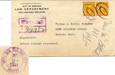 Massachusetts (State House Sta.) Boston Registered 1933 violet double ring  10c