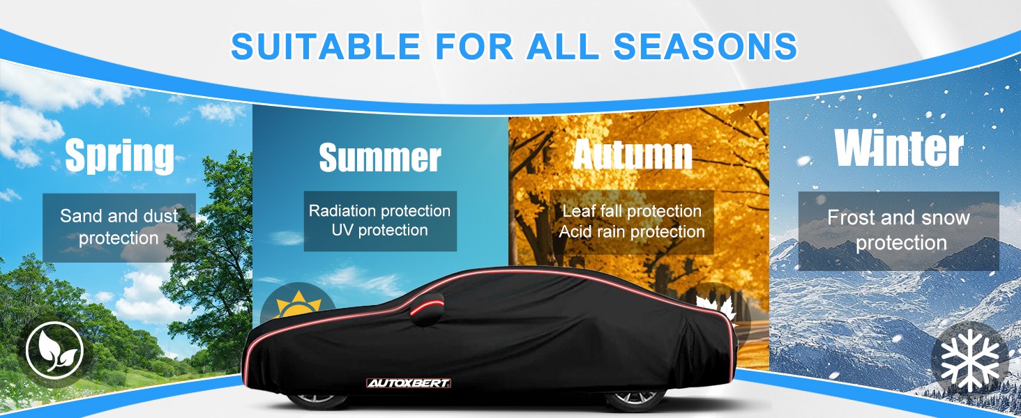 6-Layers Full Car Cover Waterproof All Weather Protection Anti-UV Cotton Lining
