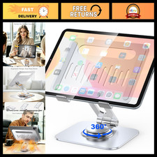360  Rotating Aluminum Tablet Stand, Adjustable iPad Holder for 4-13" Devices