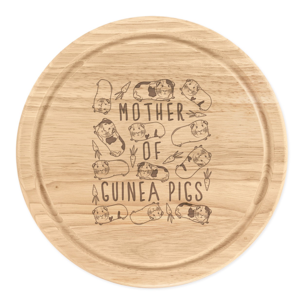 Mother Of Guinea Pigs Round Chopping Cheese Board Crazy Lady Animal Funny