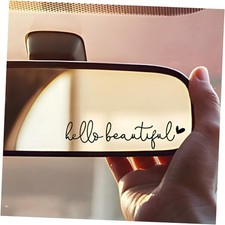 3X Hello Beautiful Rearview Mirror Decal, Vanity Mirror Hello Beautiful Black
