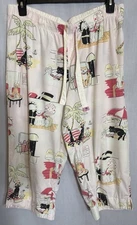 NICK & NORA Relaxing Cats Capri Pajamas Pants Bottoms XL
