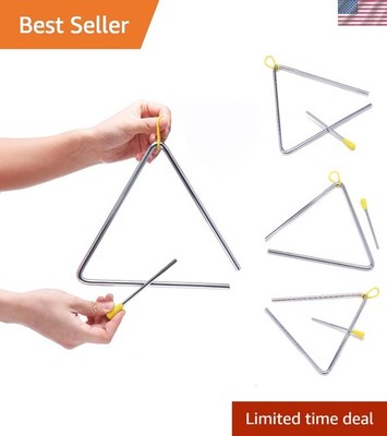 8 Inch Triangle Percussion Instrument with Striker and Rubber Hanger