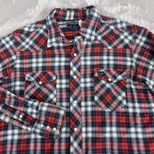 Vintage Wrangler Shirt Mens 16.5x35 Pearl Snap X-Long Tails Western Grunge USA