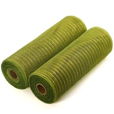 Moss Green Deco Mesh 10 inch x 10 Yards Each Roll, Set of 2 Poly Mesh with Me...