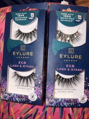 EYLURE ECO Lash & Stash Eyelashes Vegan Faux Mink Double Date 2 Sets