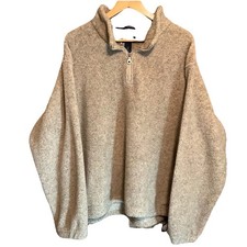 Vintage Lands End Men XL 1/4 Zip Fleece Pullover Sweater Beige Gorpcore USA Made