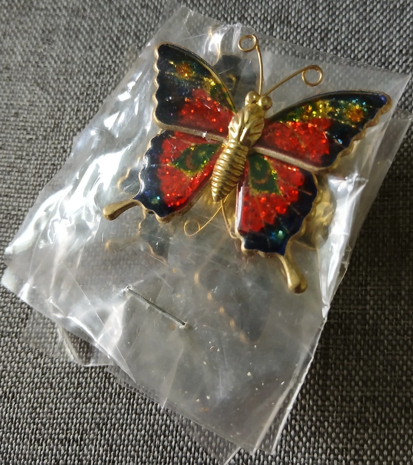 Lot of 3 Magnetic Enamel Butterfly Brooch Pins - Multicolor, Taiwan