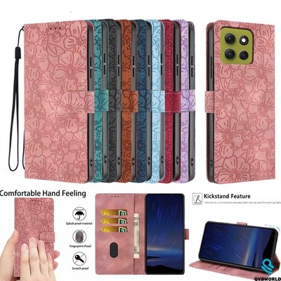 Handyhülle für Motorola Edge 60 Fusion 50 Pro 60 40 Sakura geprägt Wallet Case