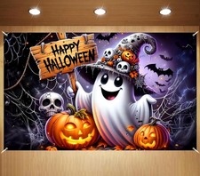 Halloween Party Backdrop Banner Ghost Pumpkin Photography Background Decoration