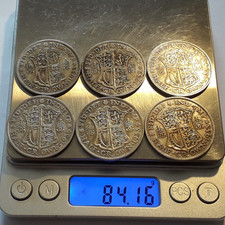 1933 King George V Pre 1947 0.500 Silver Half Crowns. x6 Coins. (84g). Lot #773