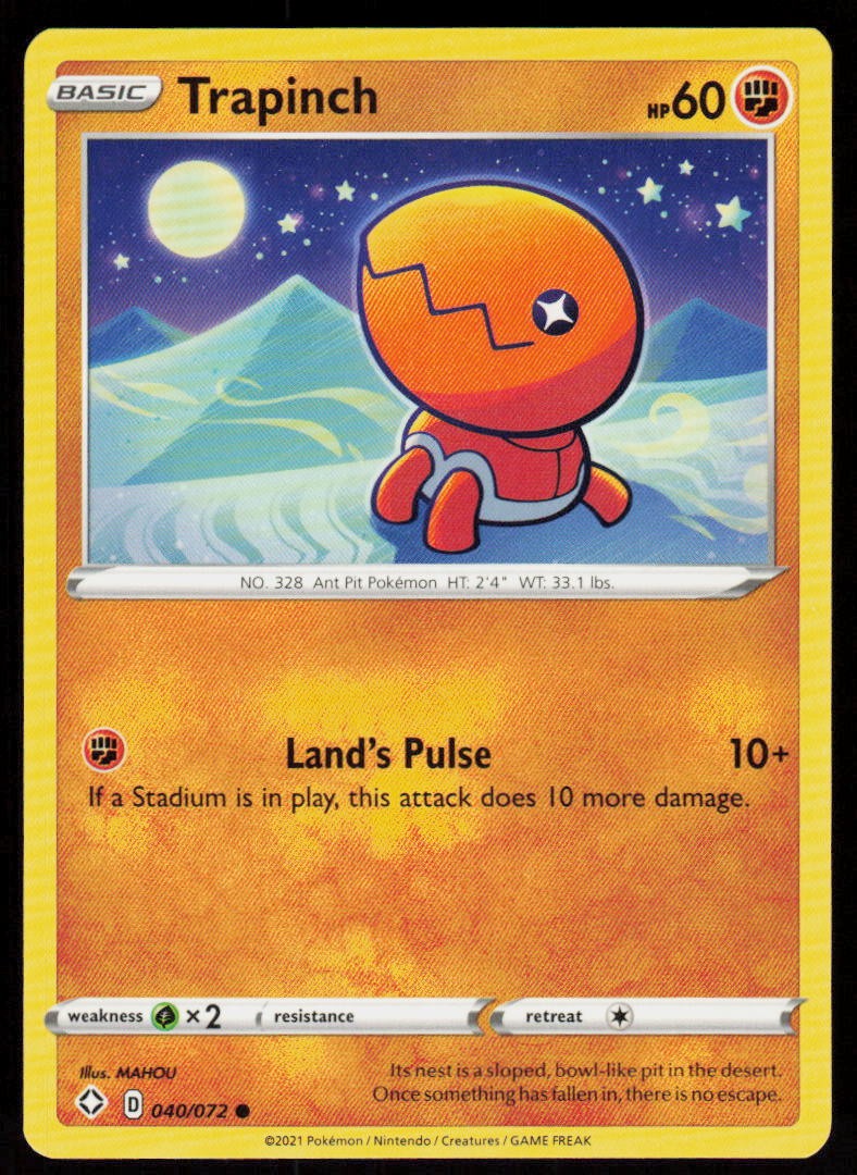 Trapinch 040/072 Common Shining Fates Pokemon Near Mint