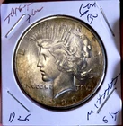 PEACE SILVER DOLLAR 1926 GEM BU TARGET TONED RAINBOW MS+++++++ WOW