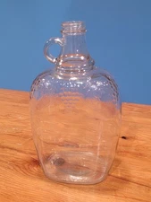Vintage Embossed Clear Glass Half Gallon Wine Jug with Handle ~ No Lid/topper