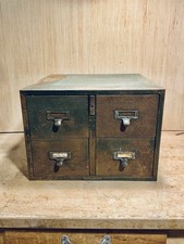 Vintage Library Bureau Sole Makers 4 Drawer Industrial Card Catalogue Box