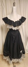 Vntg 80s Dance Allure Prom Dress Off The Shoulder Blk Formal Gown*Sm(see Photos)