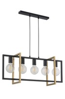 HäNgelampe Metall Schwarz Gold 5-Flmg Bis 0,8 M Elegante Pendel Leuchte Esstisch
