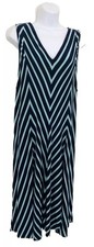 Chelsea+Theodore Swing Midi Dress 2X Chevron Stripe Boho Stretch Beach Casual