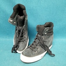Converse All Star Black Suede High Top Hidden Wedge Sneakers Women's Sz 10