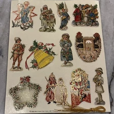 VINTAGE 1982 MERRIMACK VICTORIAN DIE CUT PAPER CHRISTMAS ORNAMENTS NEW Set Of 12