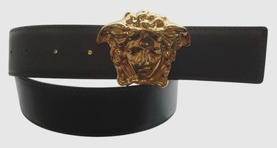 Versace Mens Black Barocco Medusa Head Buckle Reversible Leather