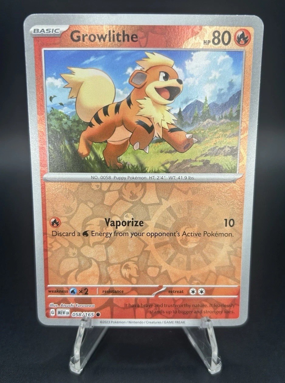 • Growlithe • 058/165 Scarlet & Violet 151 Reverse Holo Pokemon TCG NM