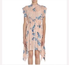 Ulla Johnson Luisa Pink Floral Silk Tasseled Handkerchief Dress Size 4