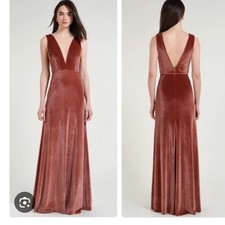 Jenny Yoo Collection Logan Velvet Maxi Dress 4 Illusion Plunge gown bridesmaid