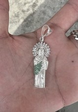 Colgante san judas tadeo con circonitas plata 925.mexicano.dije de San Judas Tadeo.