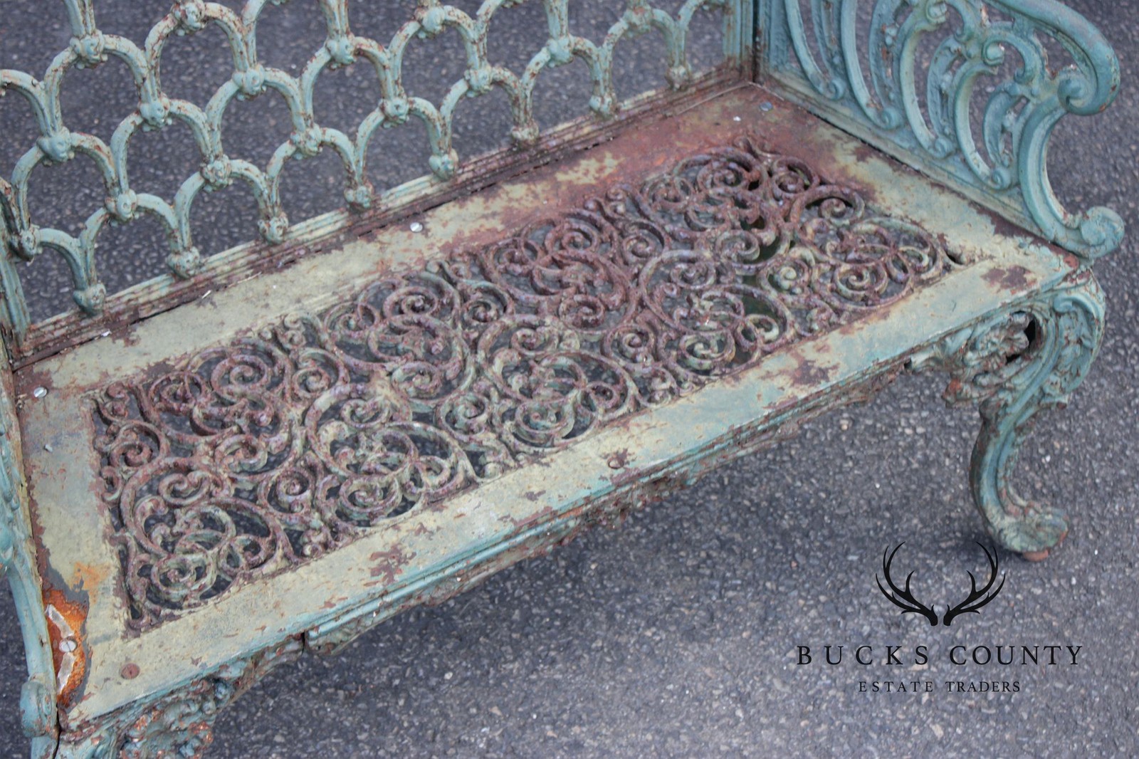 Antique Cast Iron White House Rose Garden Bench