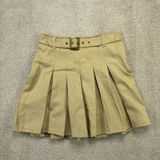 French Toast Girls School Uniform Beige Khaki Pleated Skirt Size 12 Belted