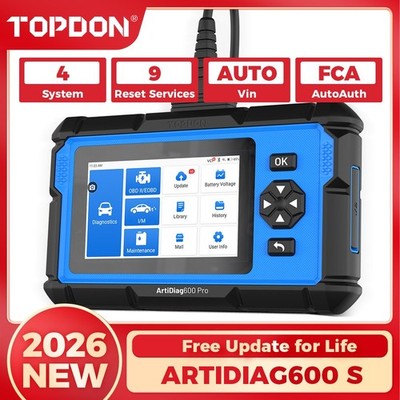2026TOPDON ArtiDiag 600s Scanner Full System Diagnostic Tool ECU Coding AD600Pro