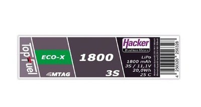 Hacker Motor TopFuel LiPo Akku 25C ECO-X 1800mAh 3S MTAG XT60 - 91800341