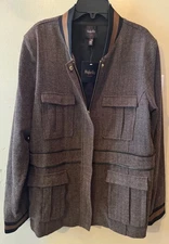 New Rafaella Striped Contrast Pecan Brown Sports Jacket with gold accents